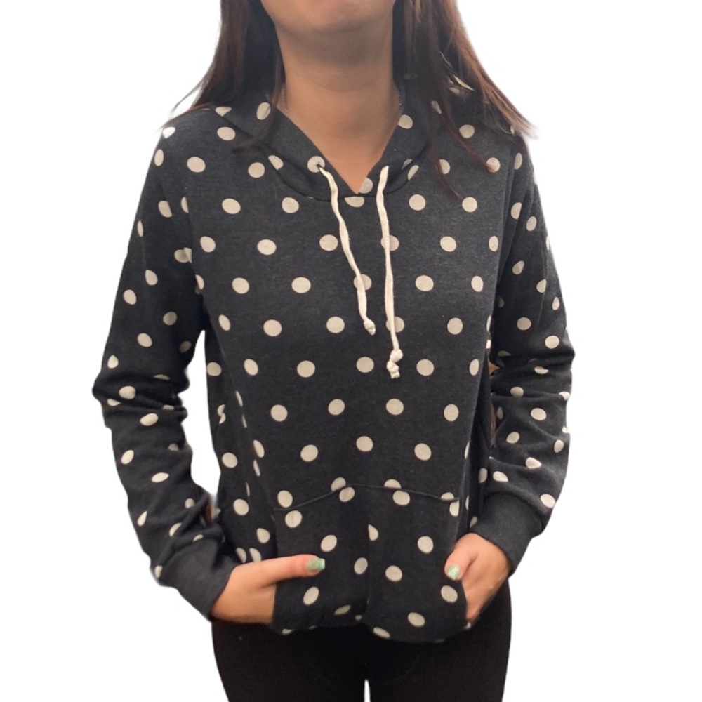 Alternative Black Hoodie with White Polka Dots